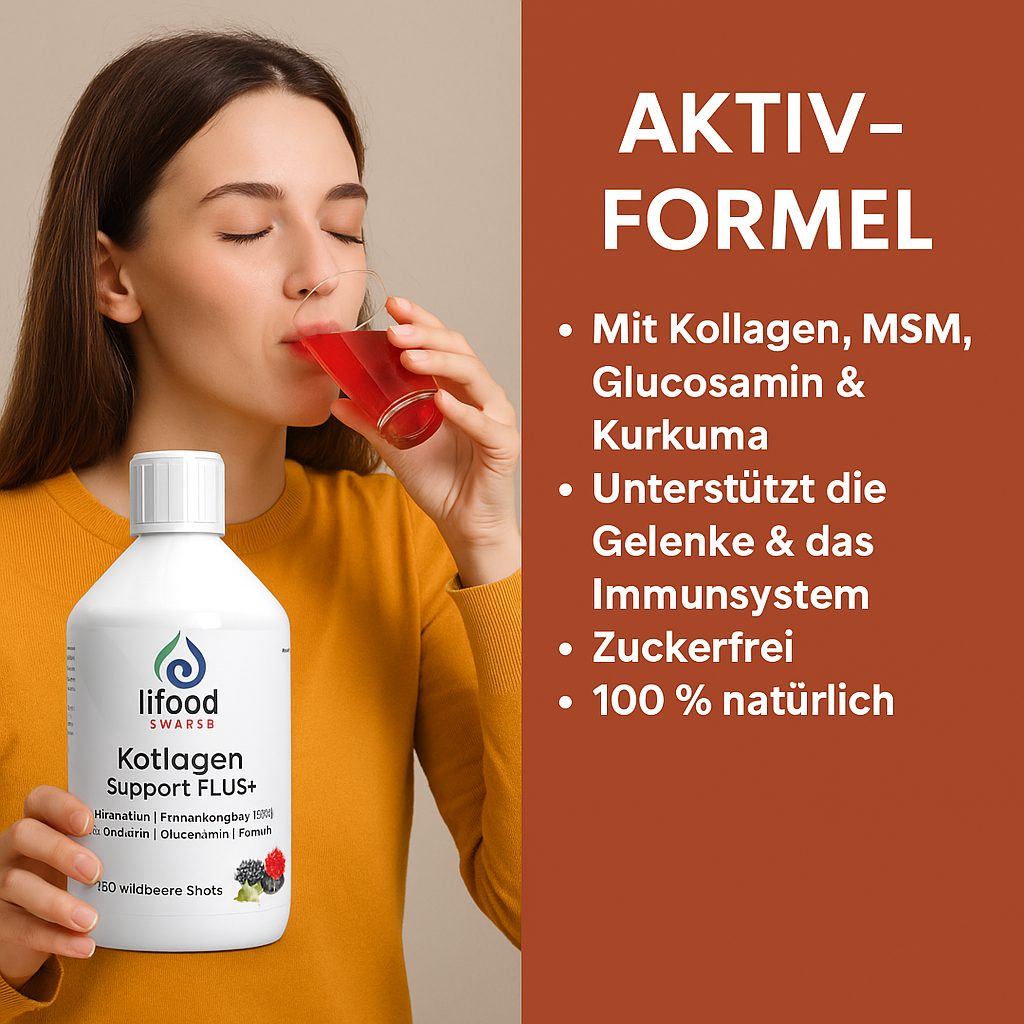 Kollagen Support PLUS+ Shots – Aktiv-Formel mit Kollagen, MSM, Kurkuma, Vitaminen